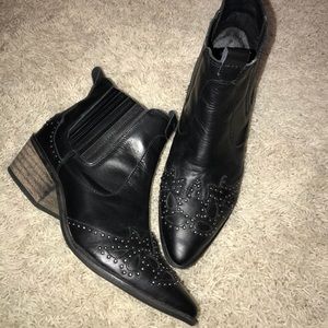 Matisse black leather studded western bootie
